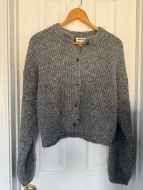 Gray Knit Button-Front oversized Sweater/cardigan